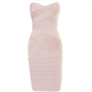 House Of CB, 'LEYLA' NUDE STRAPLESS BANDAGE DRESS, SIZE L